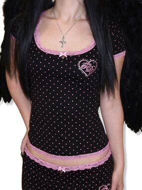 Truth or Dare Blair top polka dots with lace size small